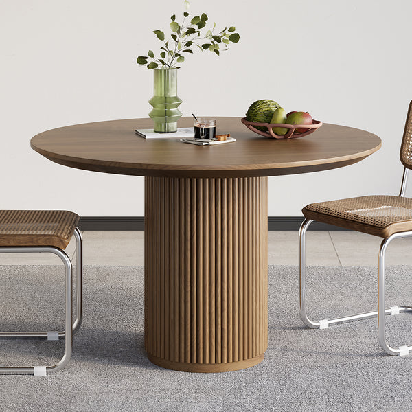 Japandi Round Walnut Dining Table for 2