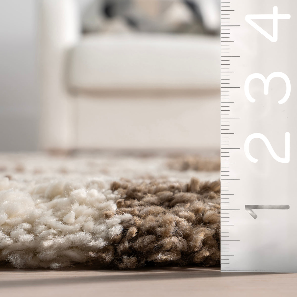 Japandi Checkered Shag Rug – view 5