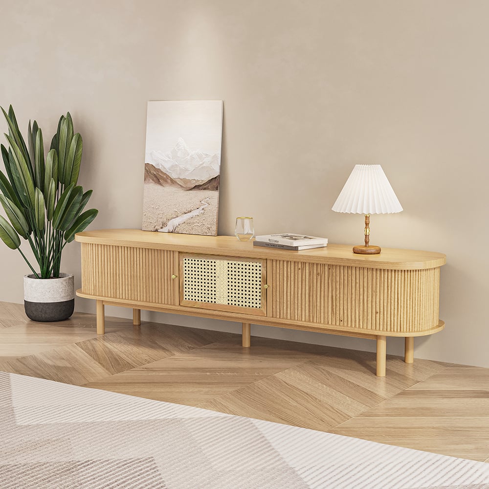 Japandi Rattan TV Stand