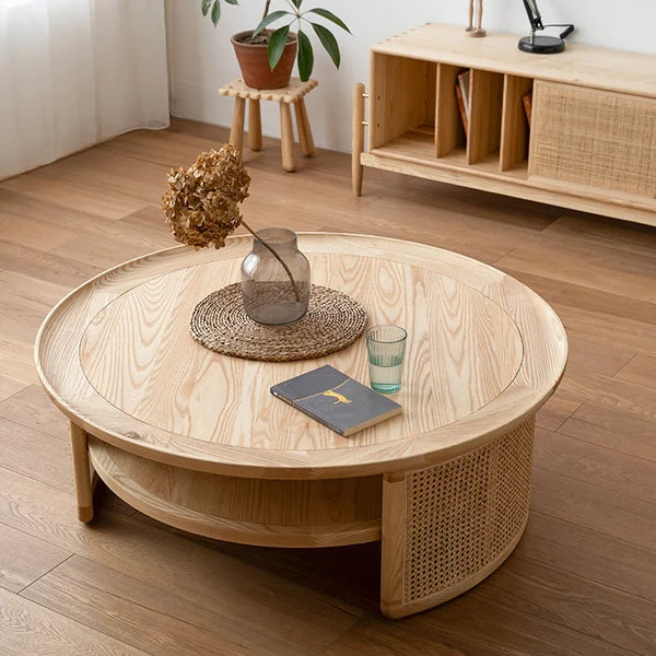 Japandi Round Wood Coffee Table