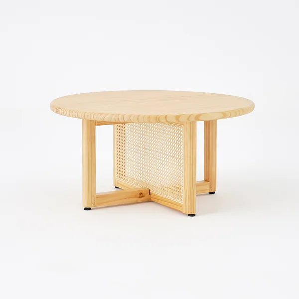 Japandi Wood and Rattan Coffee Table
