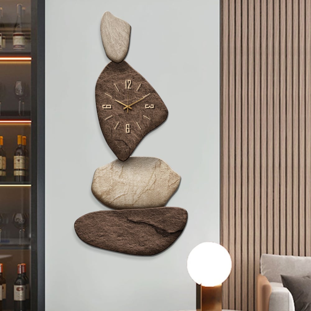 Japandi Stacked Stone Wall Clock