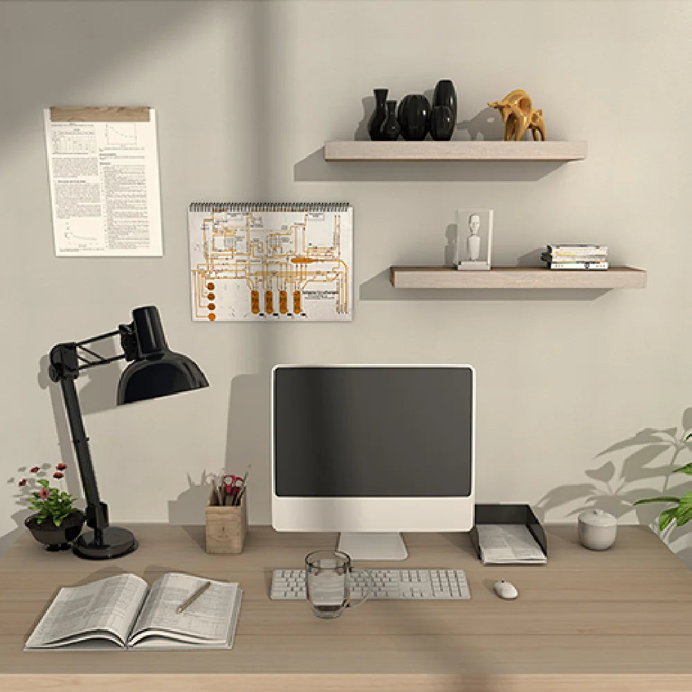 Chalissa shelves above a home office desk