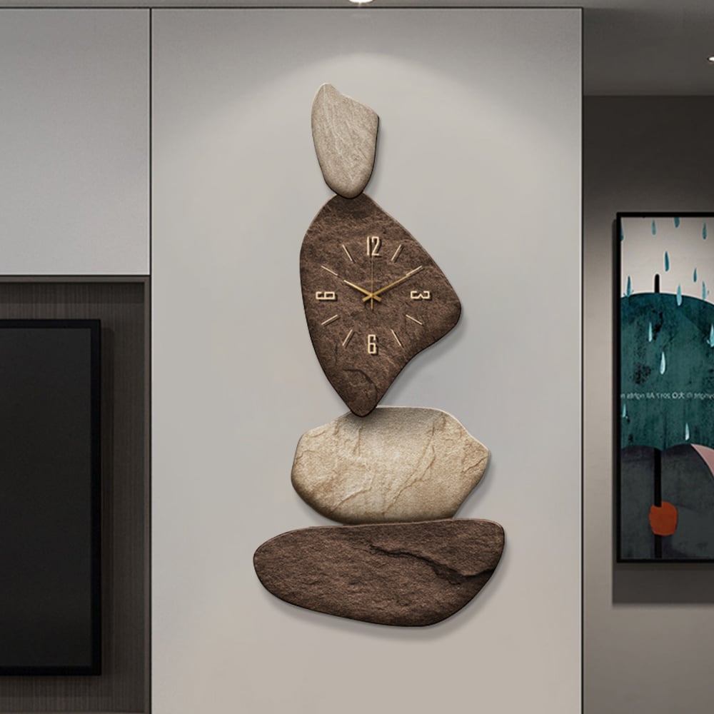 Japandi Stacked Stone Wall Clock – view 2
