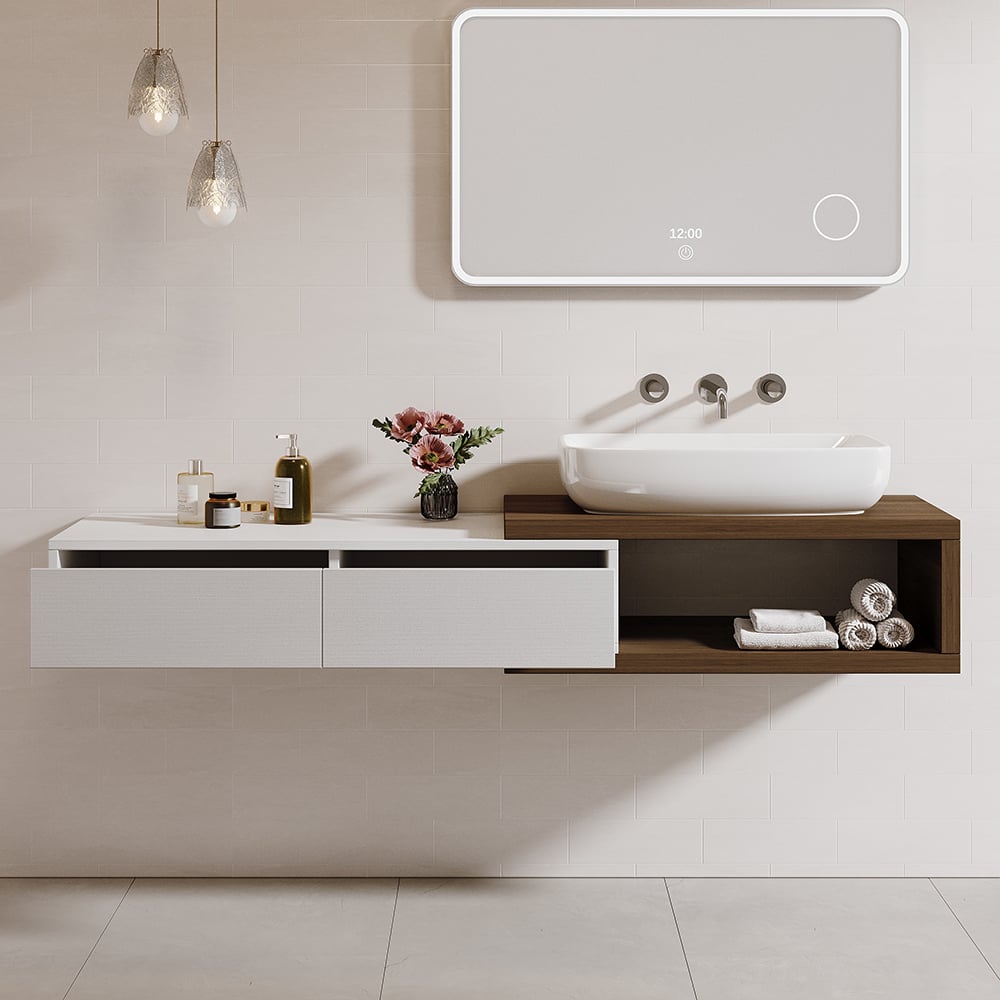 Japandi Extendable Floating Bathroom Vanity Set