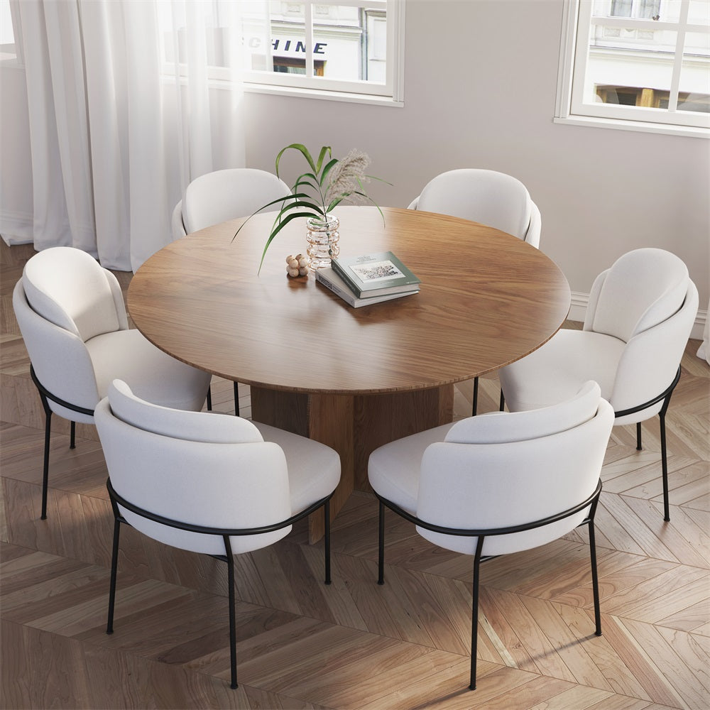 Japandi Round Wood Table for 4