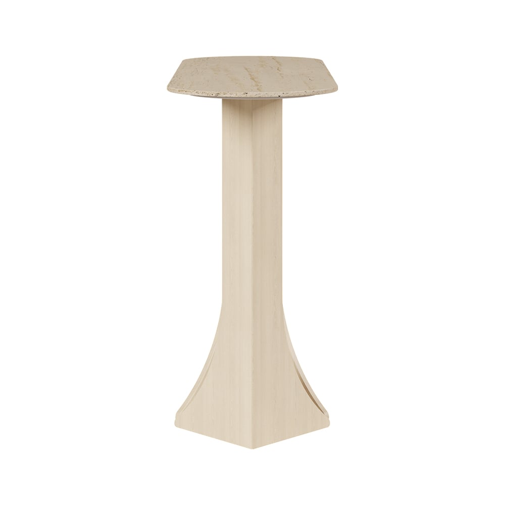 Japandi Oval Travertine Console Table