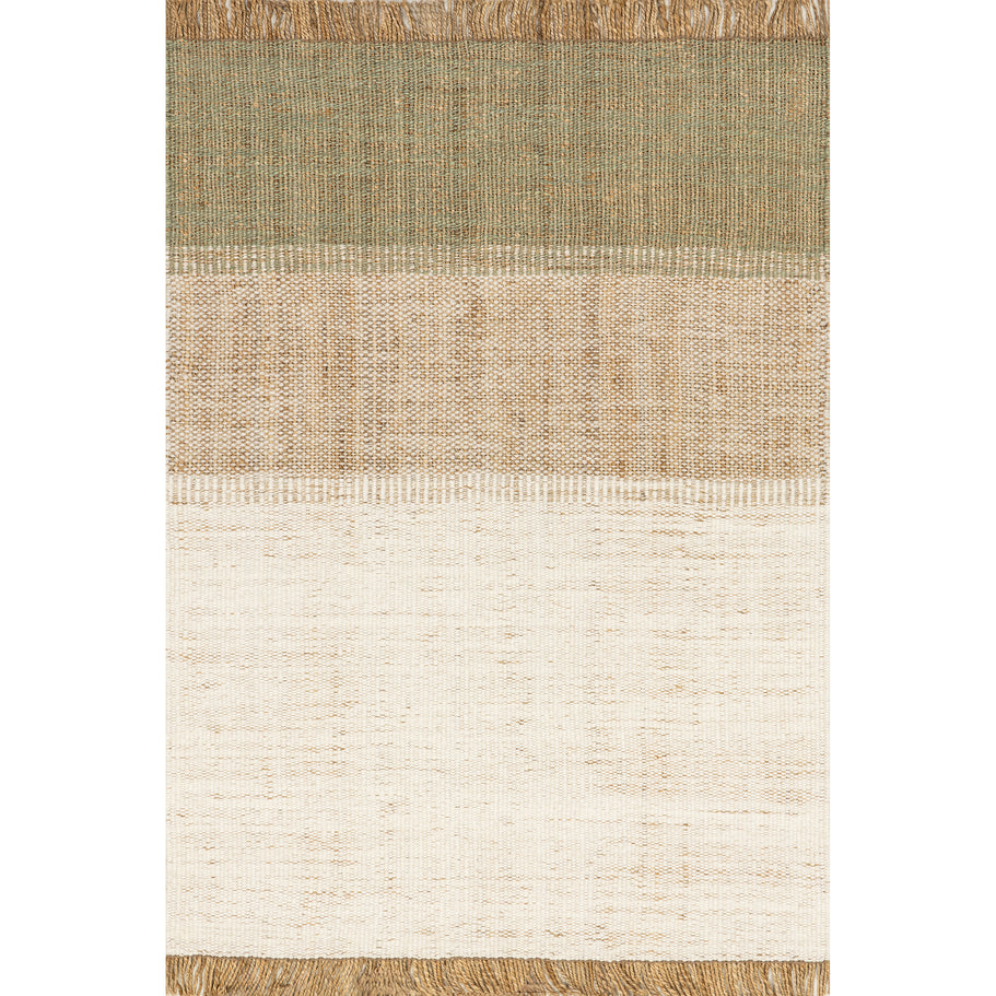 Japandi Rust Striped Fringed Rug