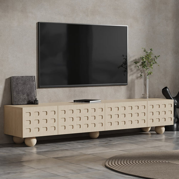 Japandi Whitewash Wood TV Stand