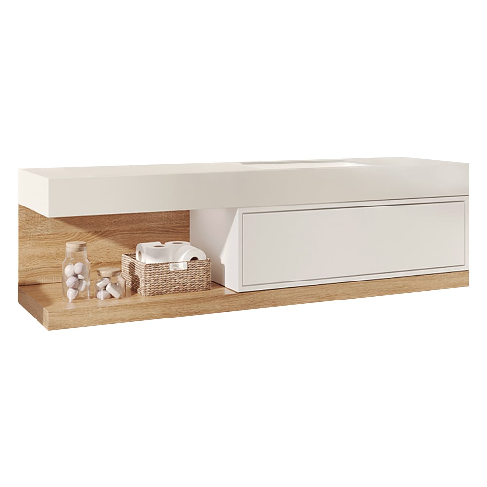 Japandi Floating Single Bathroom Vanity