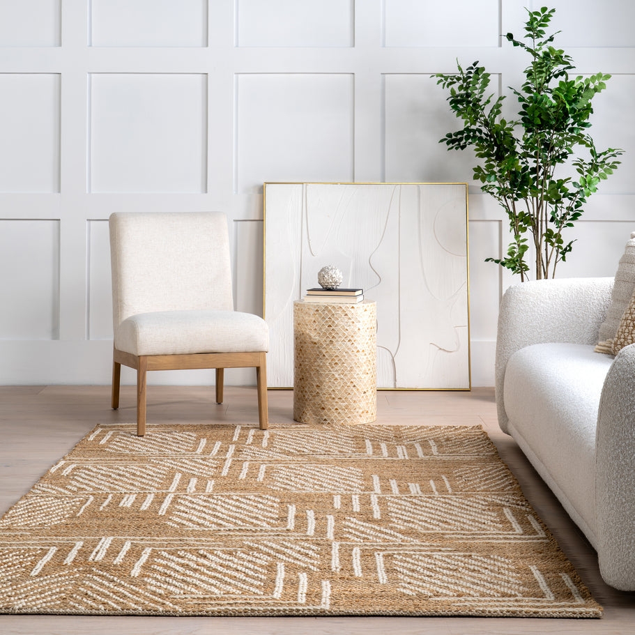 Japandi Geometric Jute Rug