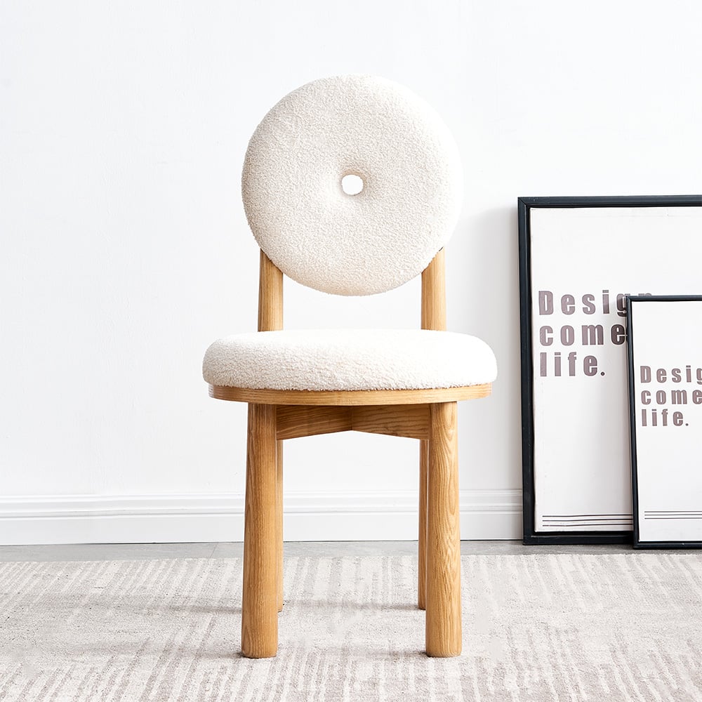 Japandi Wood and Bouclé Chair