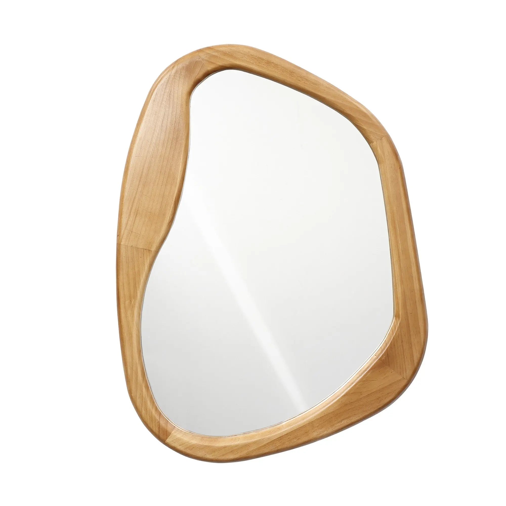Japandi Oblong Organic Pine Wood Wall Mirror