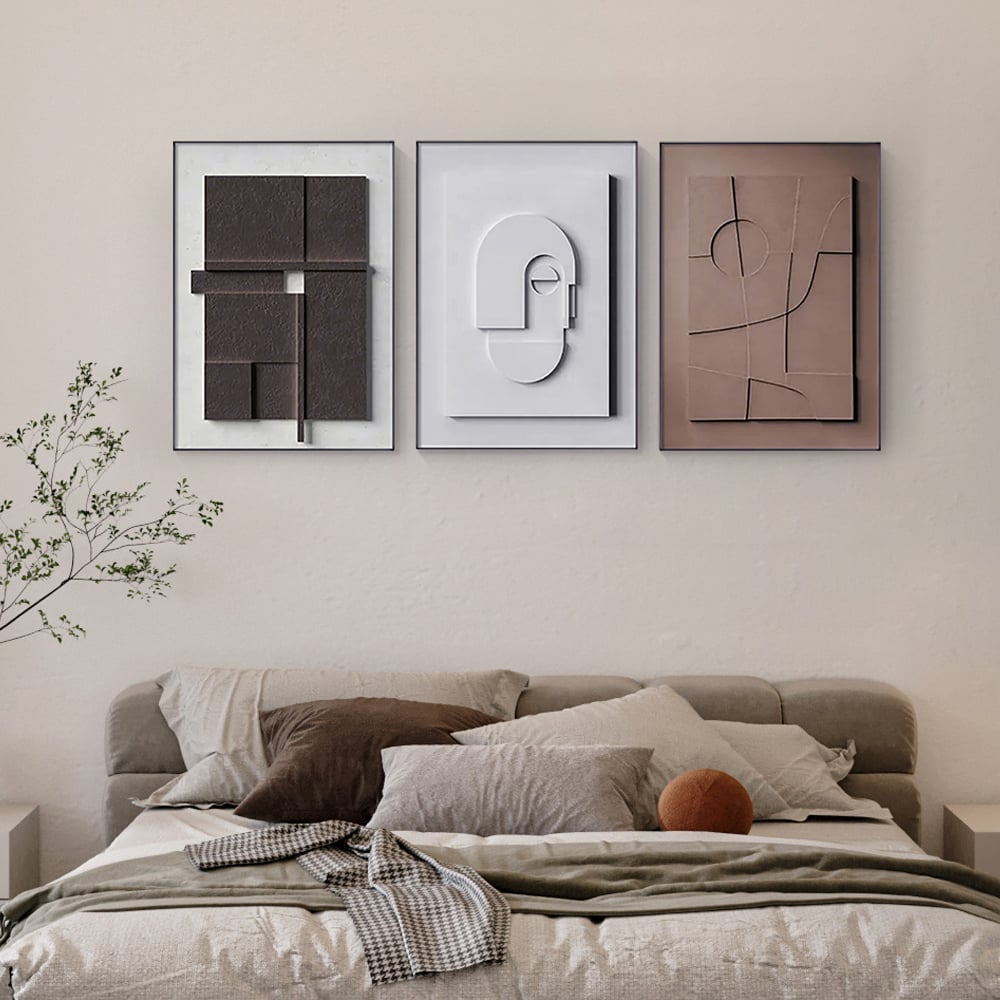 Japandi 3D Relief Canvas Wall Art Set (3 Pieces) – view 4