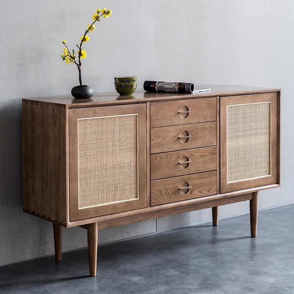 Japandi Wood & Rattan Sideboard