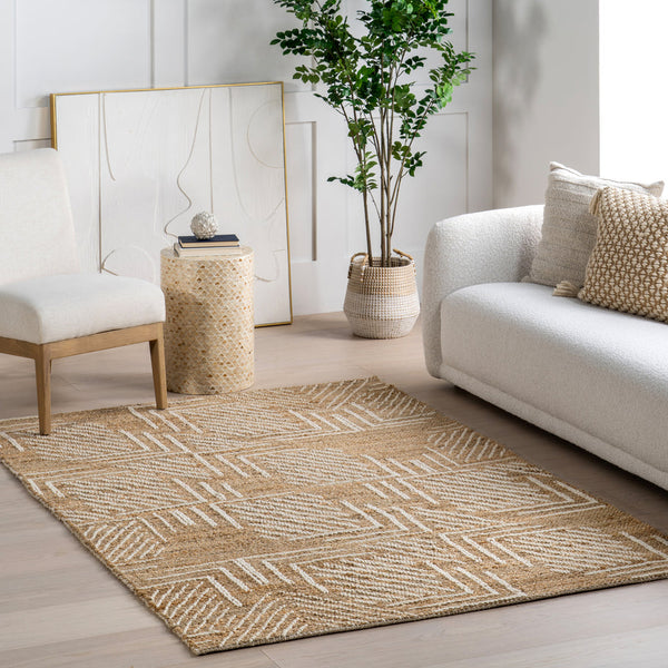 Japandi Geometric Jute Rug