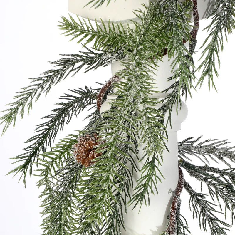 Japandi Frosted Pine Cone Garland, 5'
