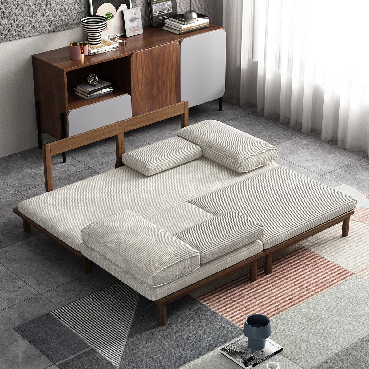 Gagik sofa fully opened as a guest bed
