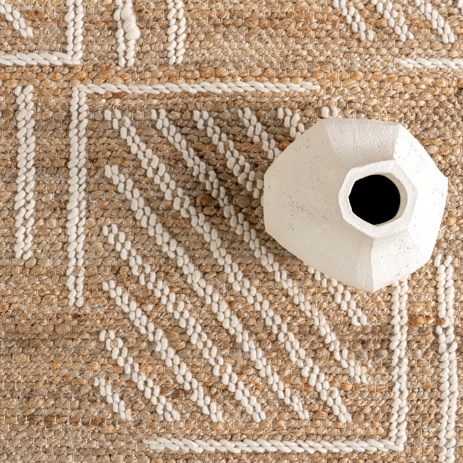 Japandi Geometric Jute Rug