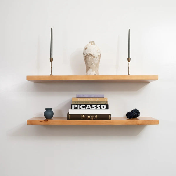 Japandi Oak Floating Shelves, Set of 2 - Haby