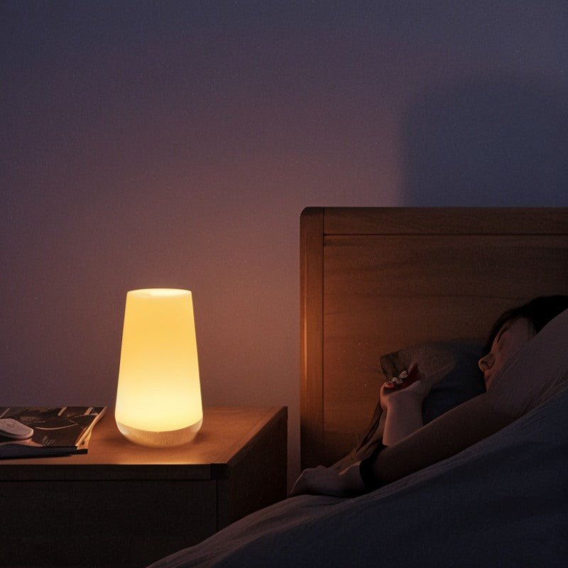 Japandi Linen Shade Table Lamp With Curved Form – Halina