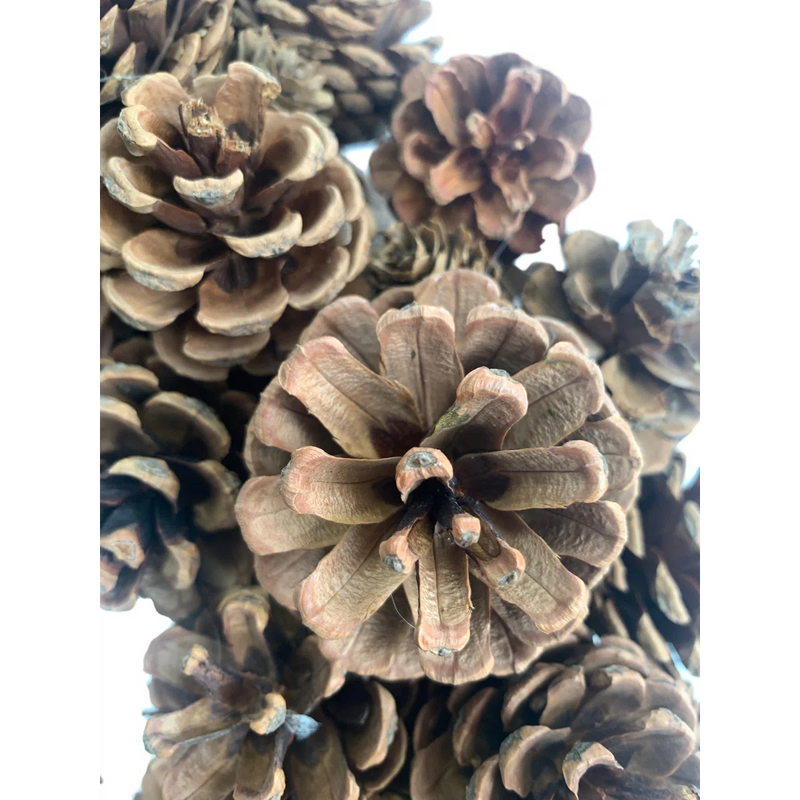 Japandi Handmade Natural Pine Cone Wreath, 18"