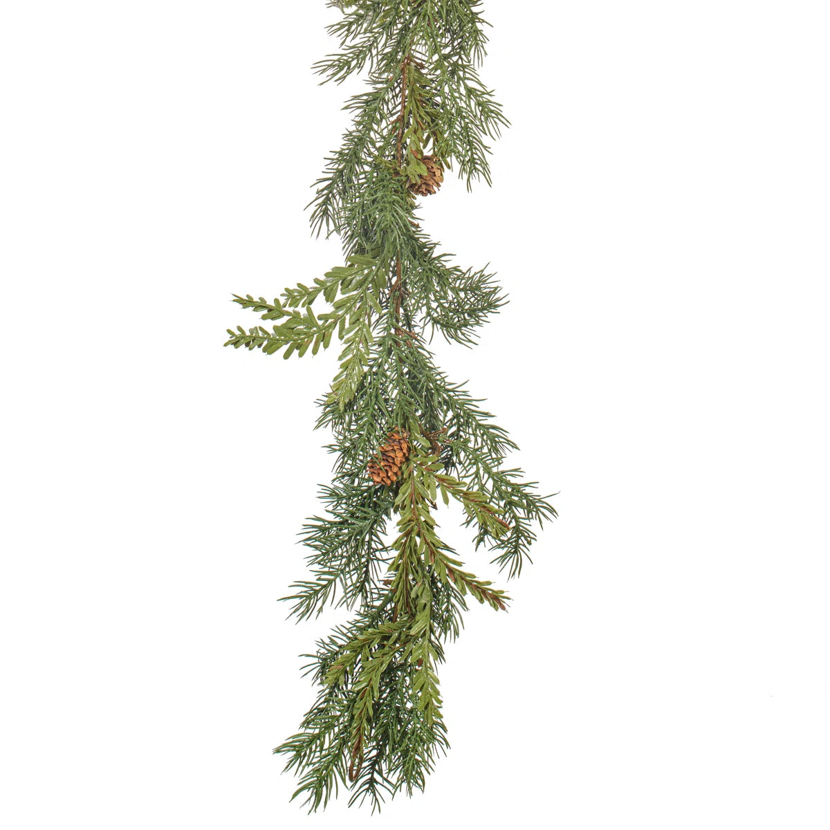 Hemlock garland detail with small cones