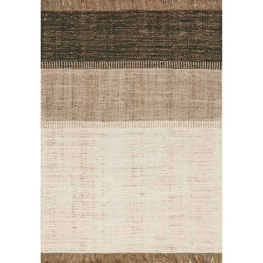 Japandi Rust Striped Fringed Rug