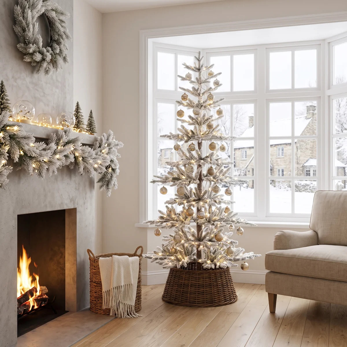 Johvan tree beside a fireplace