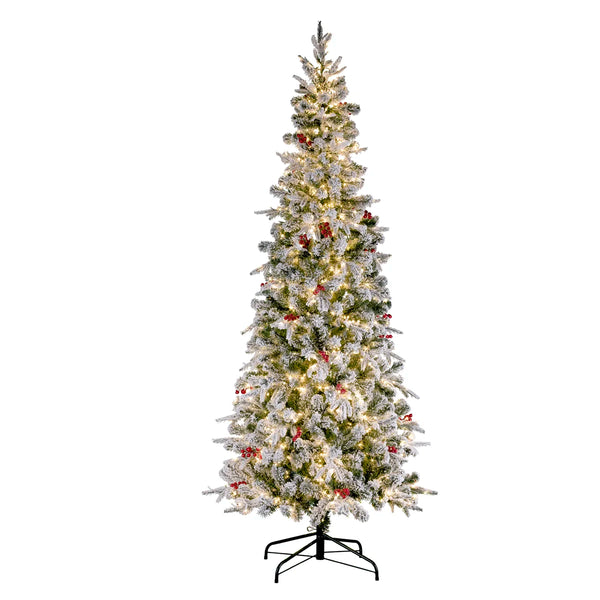Japandi Slim Frosted Pre-Lit Fir Tree, 7 ft - Lexington