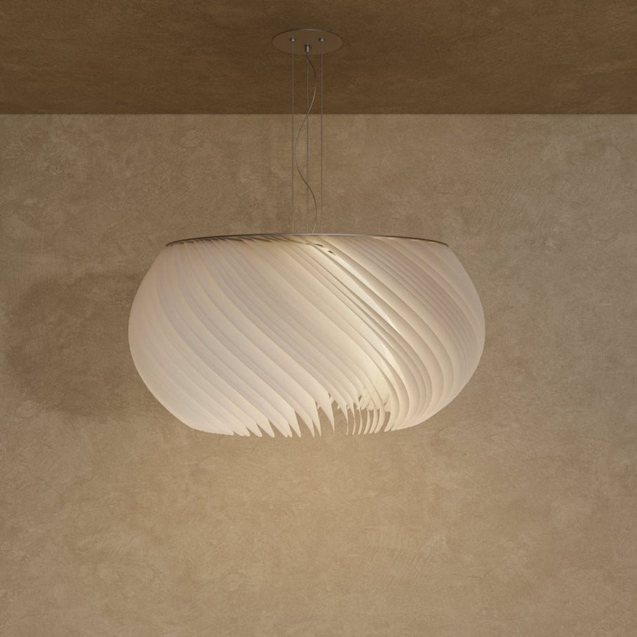 Japandi Curved Metal & Opal Glass Chandelier – Malakos