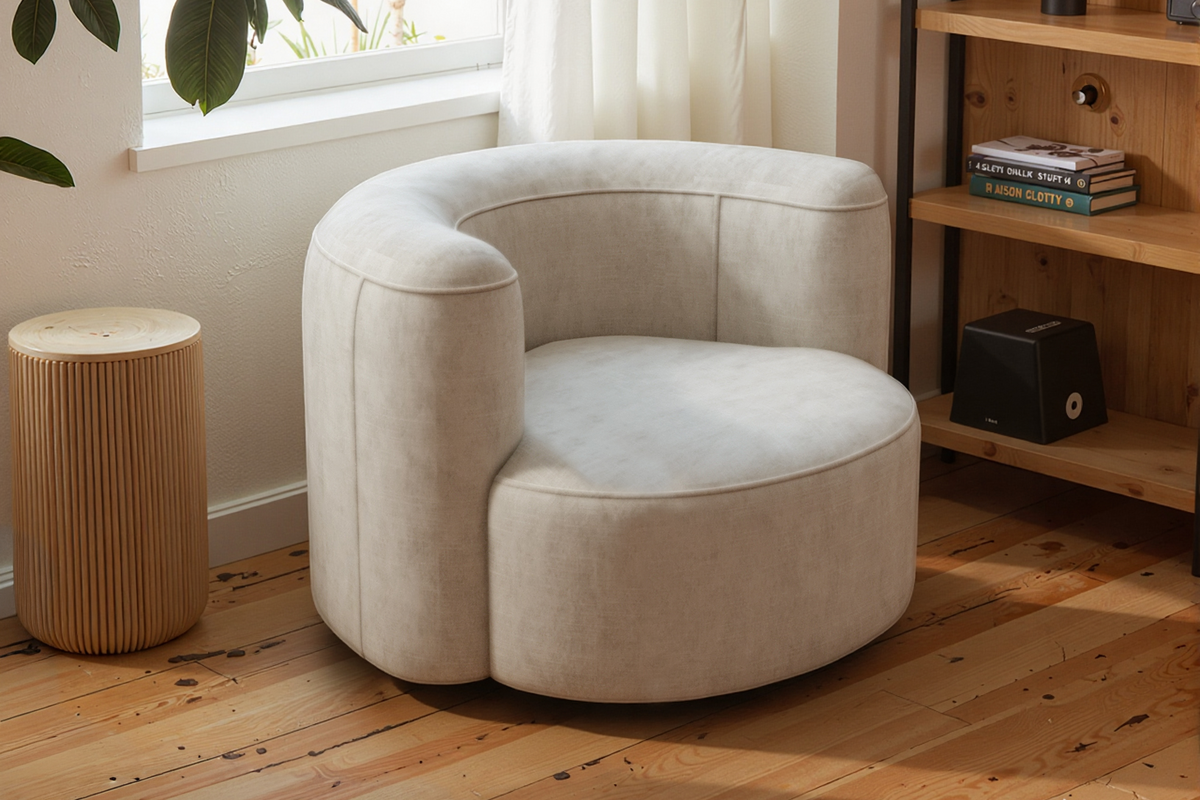 Japandi Velvet Armchair