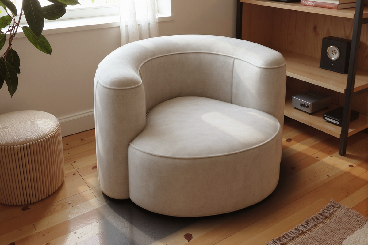 Japandi Velvet Armchair – view 2