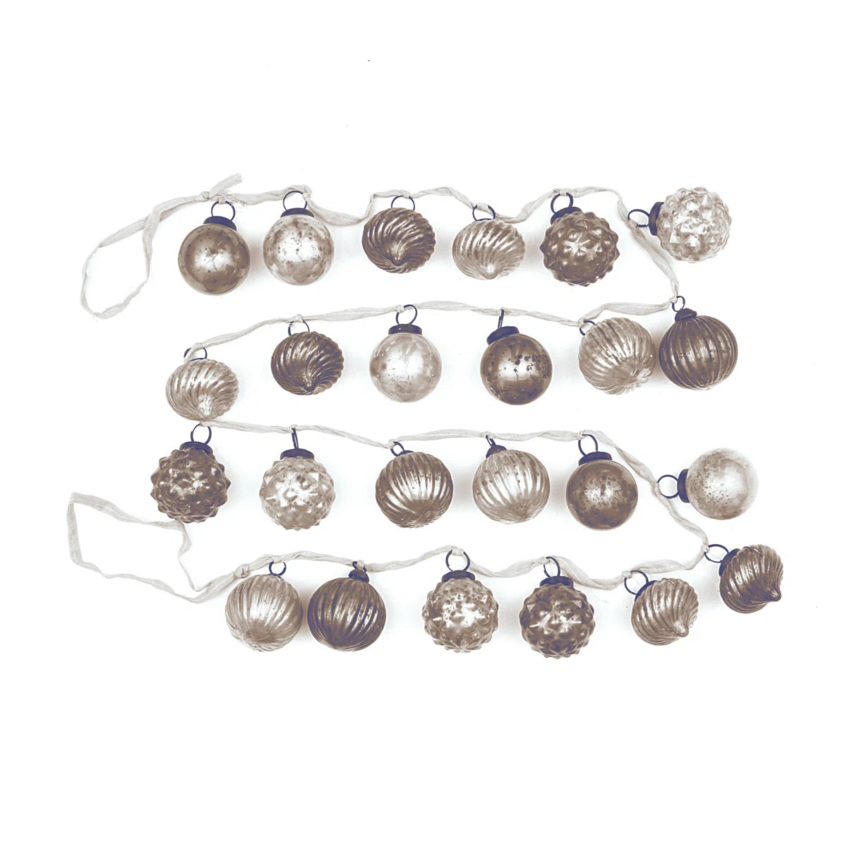White and gray mercury glass ornaments