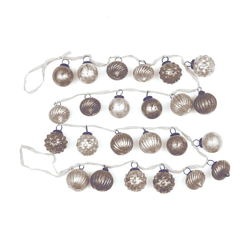 Japandi Mercury Glass Ornament Garland, 72"