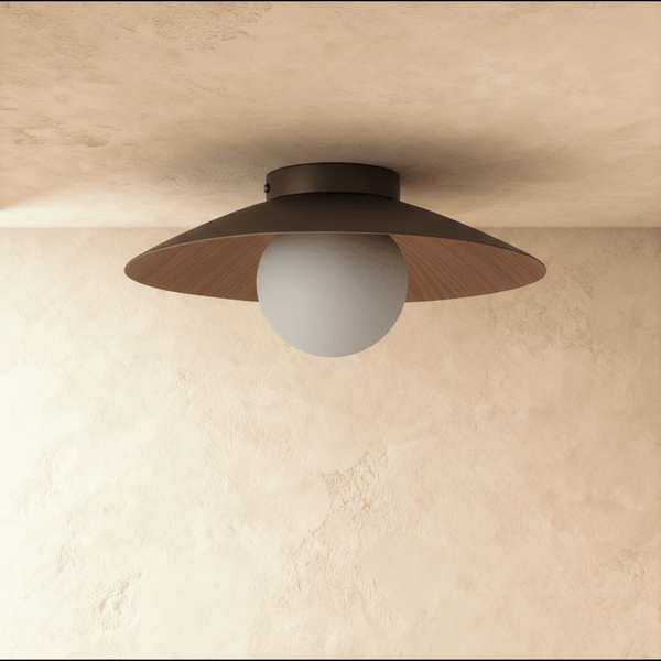 Japandi Wood & Frosted Glass Ceiling Light - Nawa