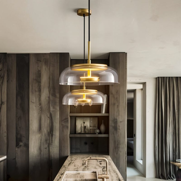 Japandi Linear Brass Chandelier – Nordlite