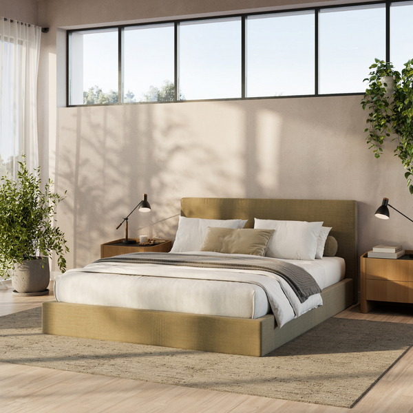 Japandi Sage Green Bed