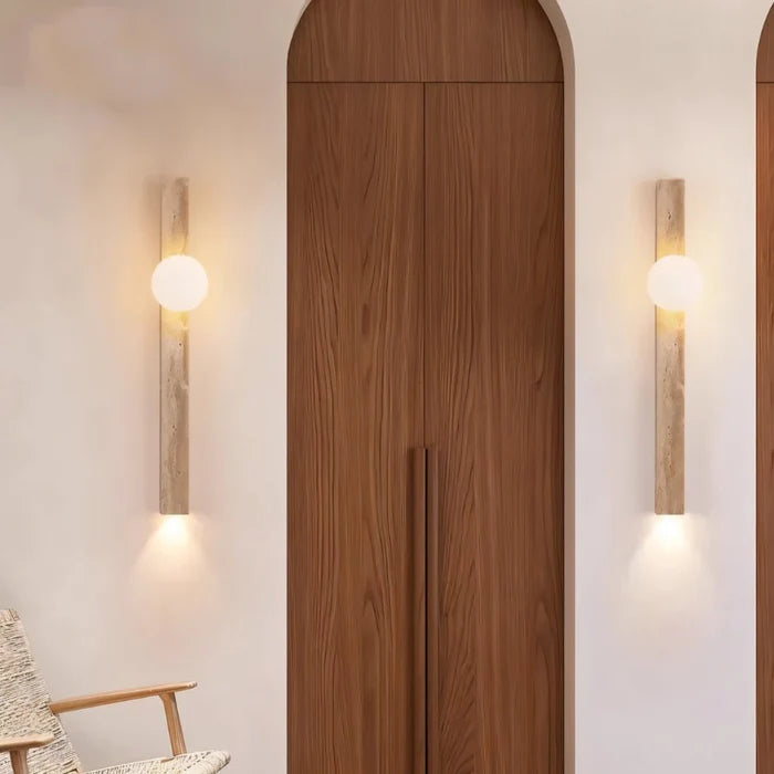 Japandi Rectangular Travertine Wall Lamp – Olorva