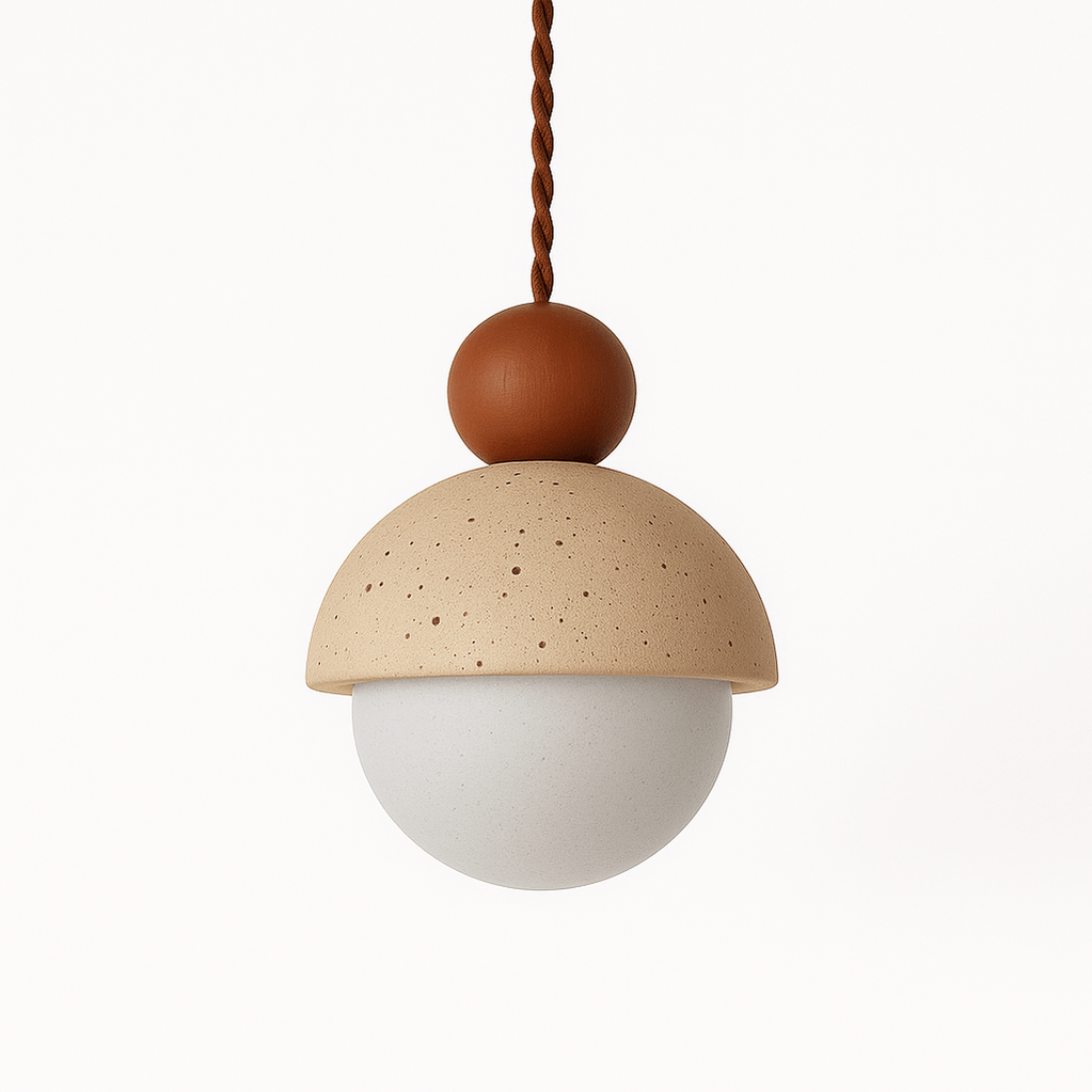 Japandi Stone & Brass Pendant Light – Palermo