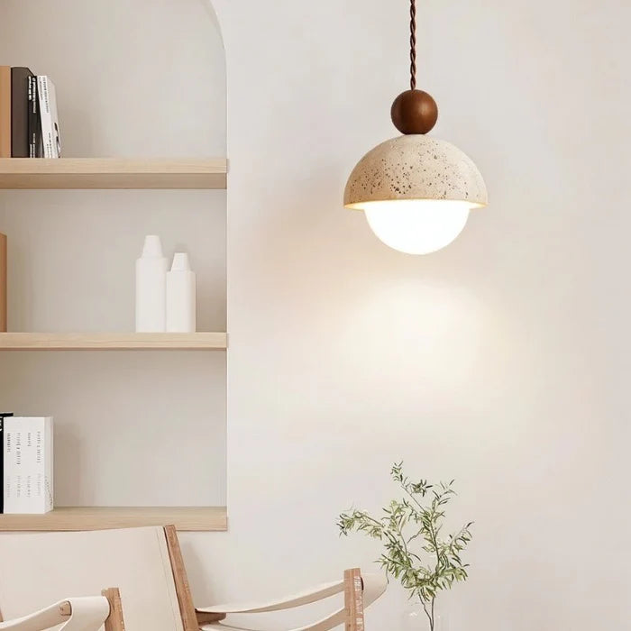 Japandi Stone & Brass Pendant Light – Palermo