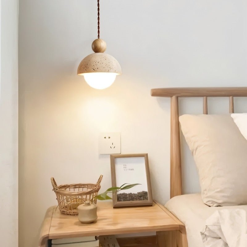 Japandi Stone & Brass Pendant Light – Palermo