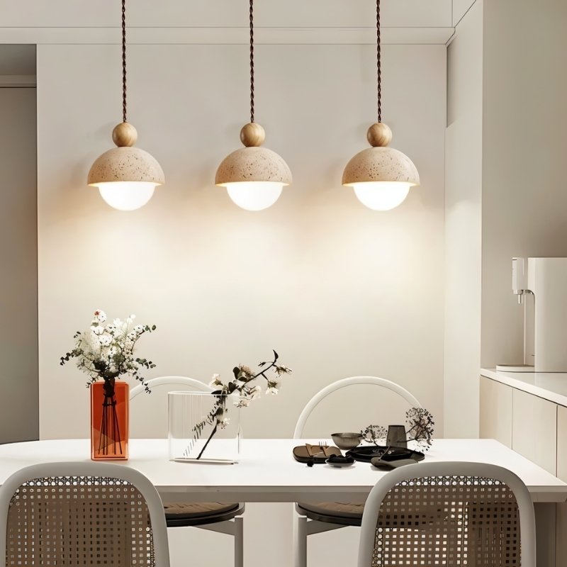 Japandi Stone & Brass Pendant Light – Palermo