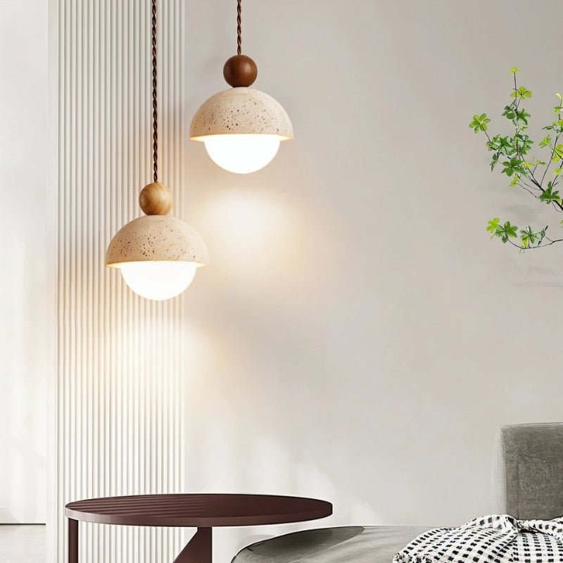 Japandi Stone & Brass Pendant Light – Palermo
