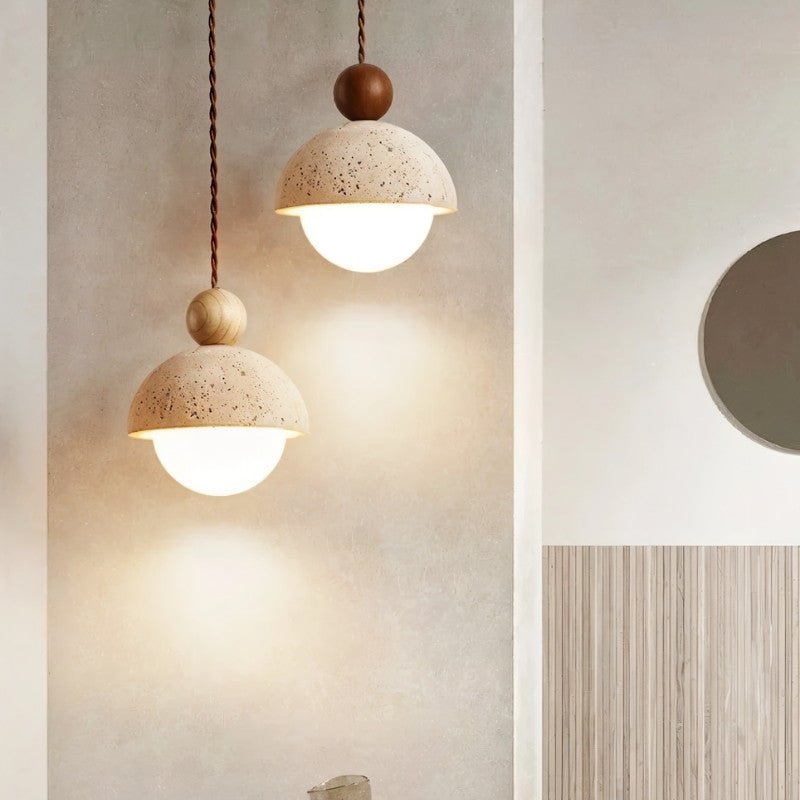 Japandi Stone & Brass Pendant Light – Palermo