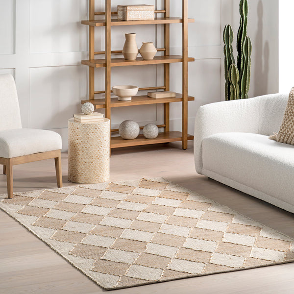 Japandi Natural Diamond Trellis Rug