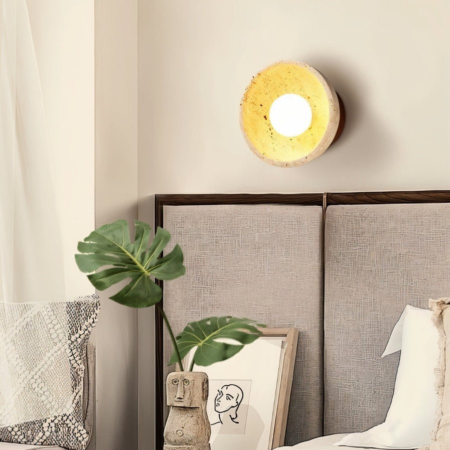 Japandi Travertine Wall Lamp With Vertical Slits – Pulkit