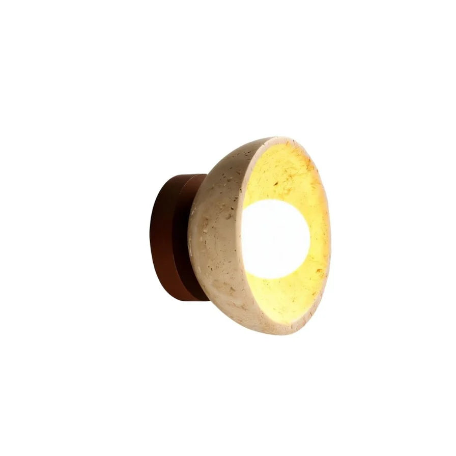 Japandi Travertine Wall Lamp With Vertical Slits – Pulkit