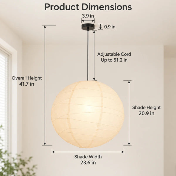 Japandi Rice Paper Globe Pendant Light