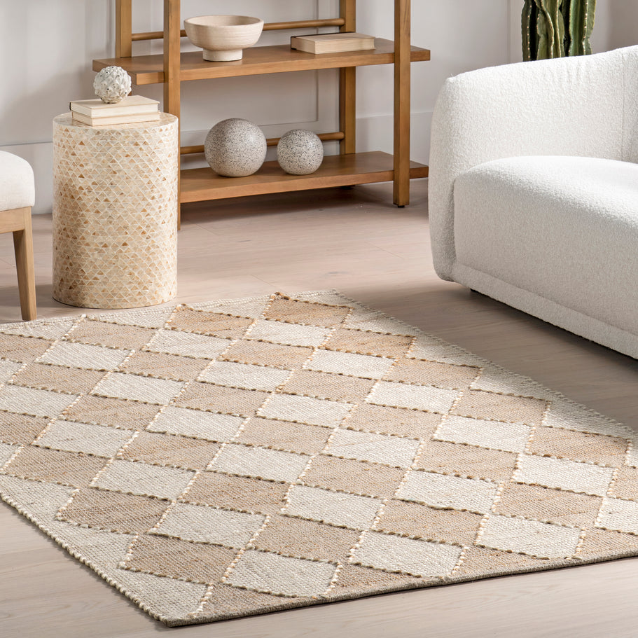 Japandi Natural Diamond Trellis Rug